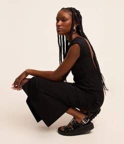 Vestido New Midi em Malha com Fenda nas Costas