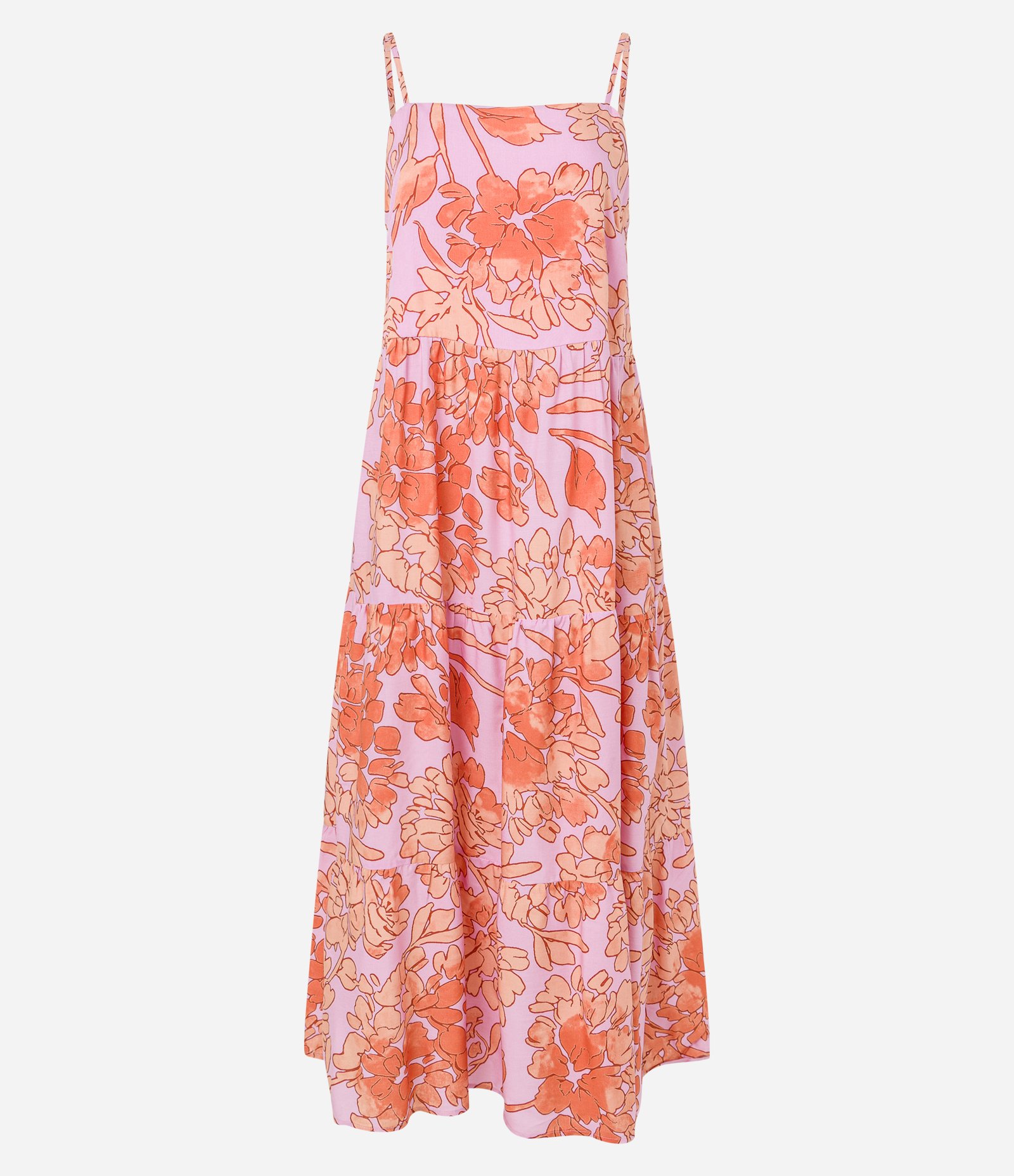 Vestido Midi em Viscose com Alcinha e Estampa Floral Laranja 7