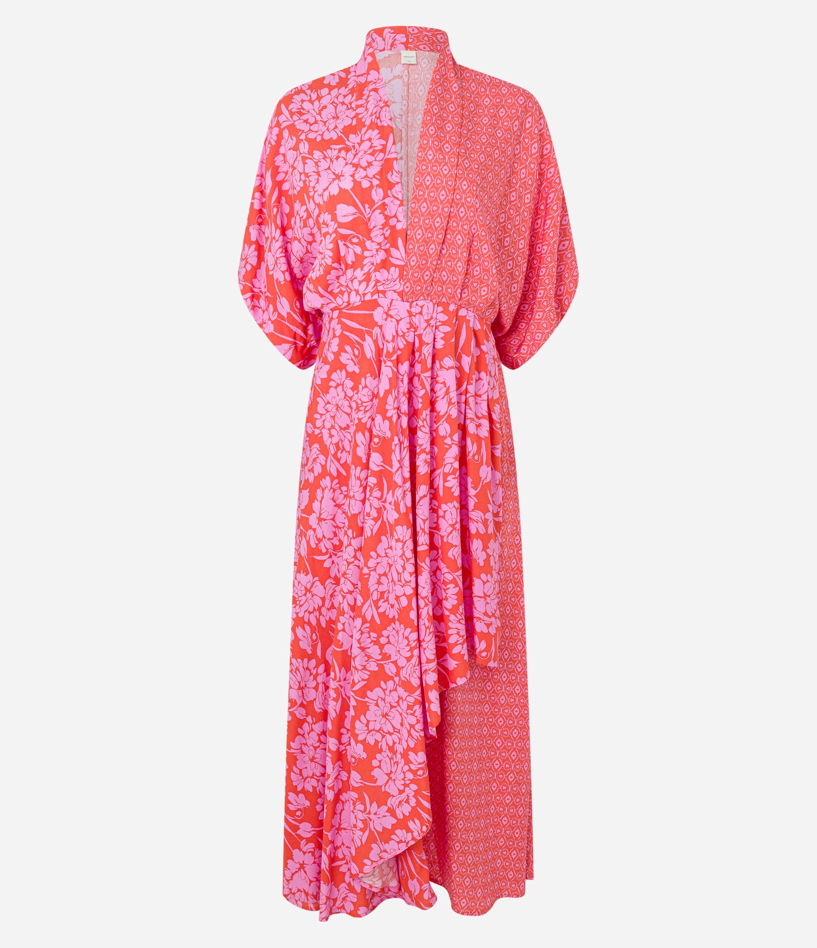 Vestido Midi em Viscose com Modelagem Ampla e Estampa Mista Rosa 5