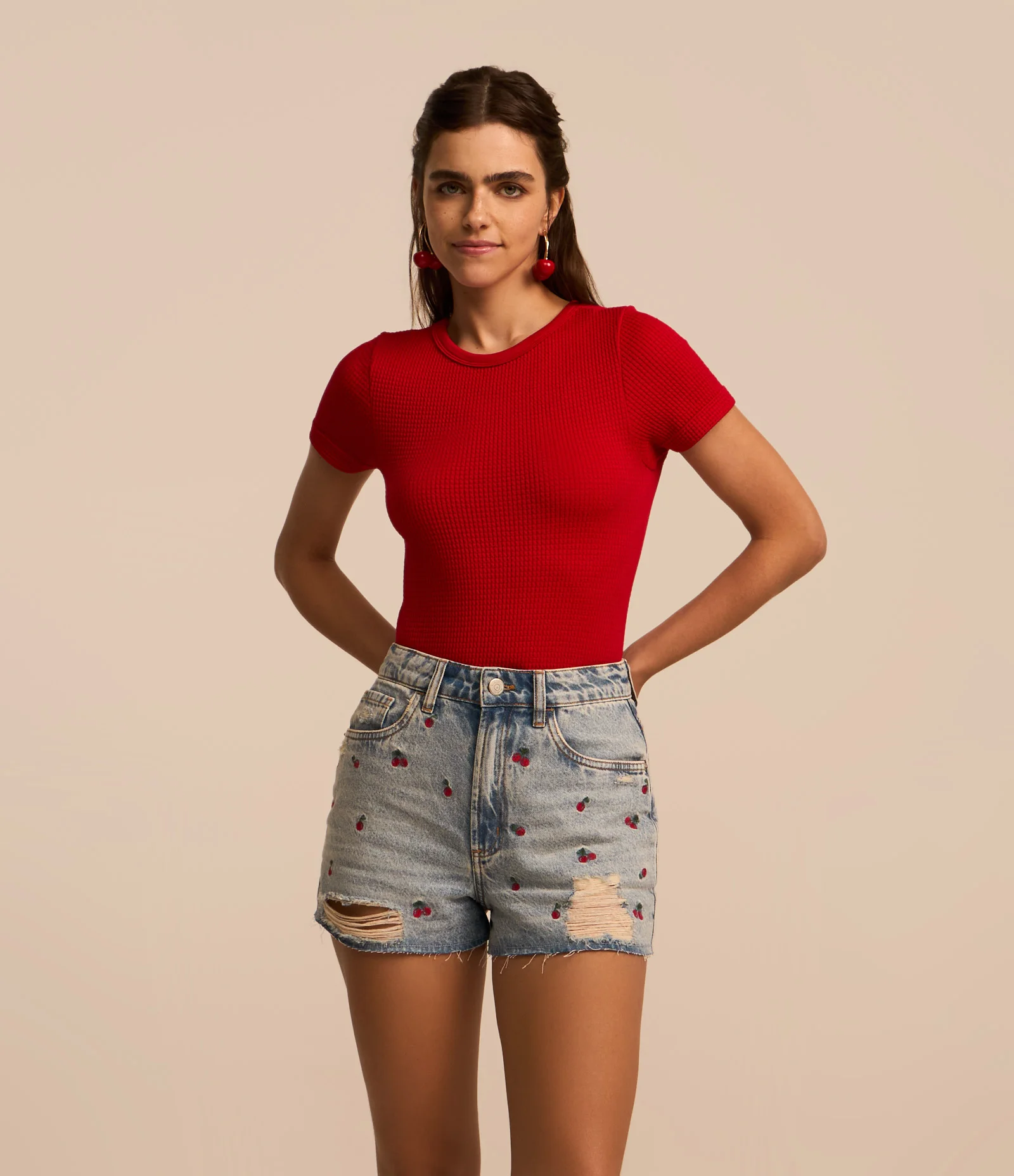 Blusa com Textura Waffle Seamless Vermelho 2
