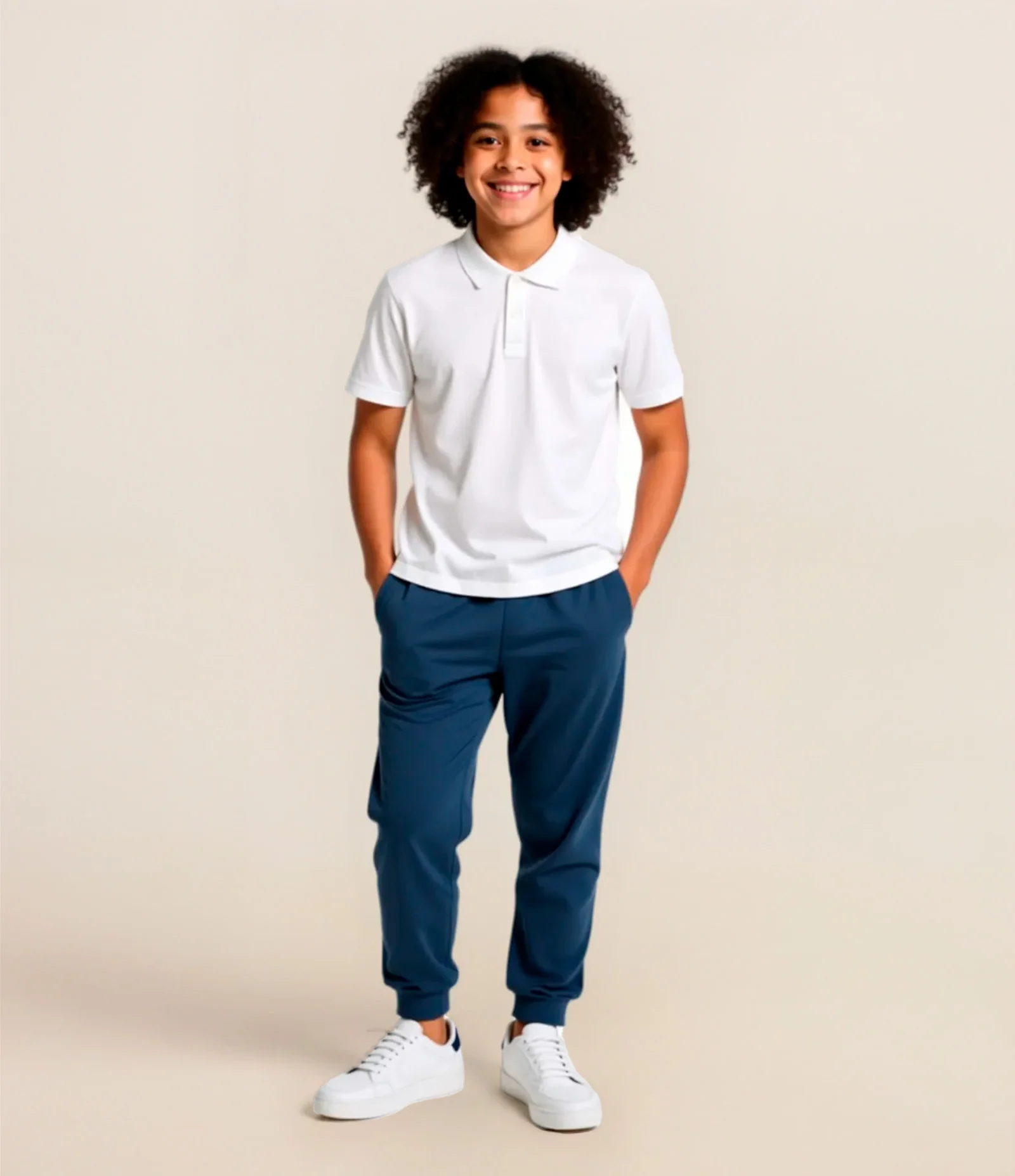 Calça Jogger Infantil em Modal com Recortes - Tam 5 a 14 Anos Azul 1