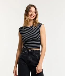 Blusa sem Manga em Ribana Listrada