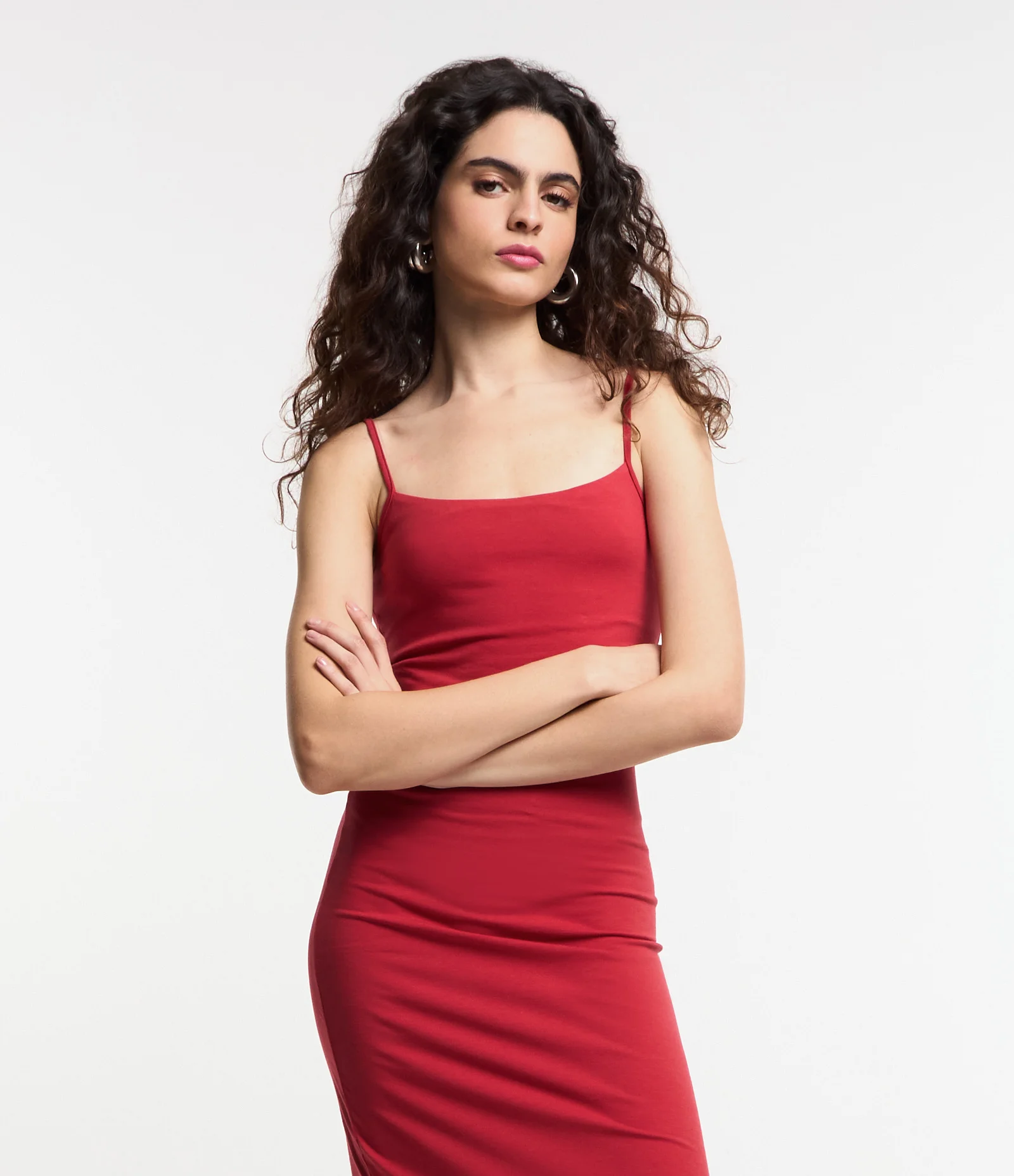 Vestido Longo em Cotton com Fenda na Lateral Vermelho 2