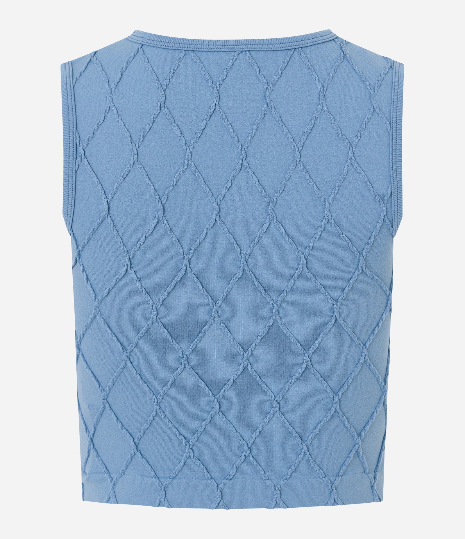 Blusa Cropped Seamless com Textura em Relevo e Decote Halter Azul 5