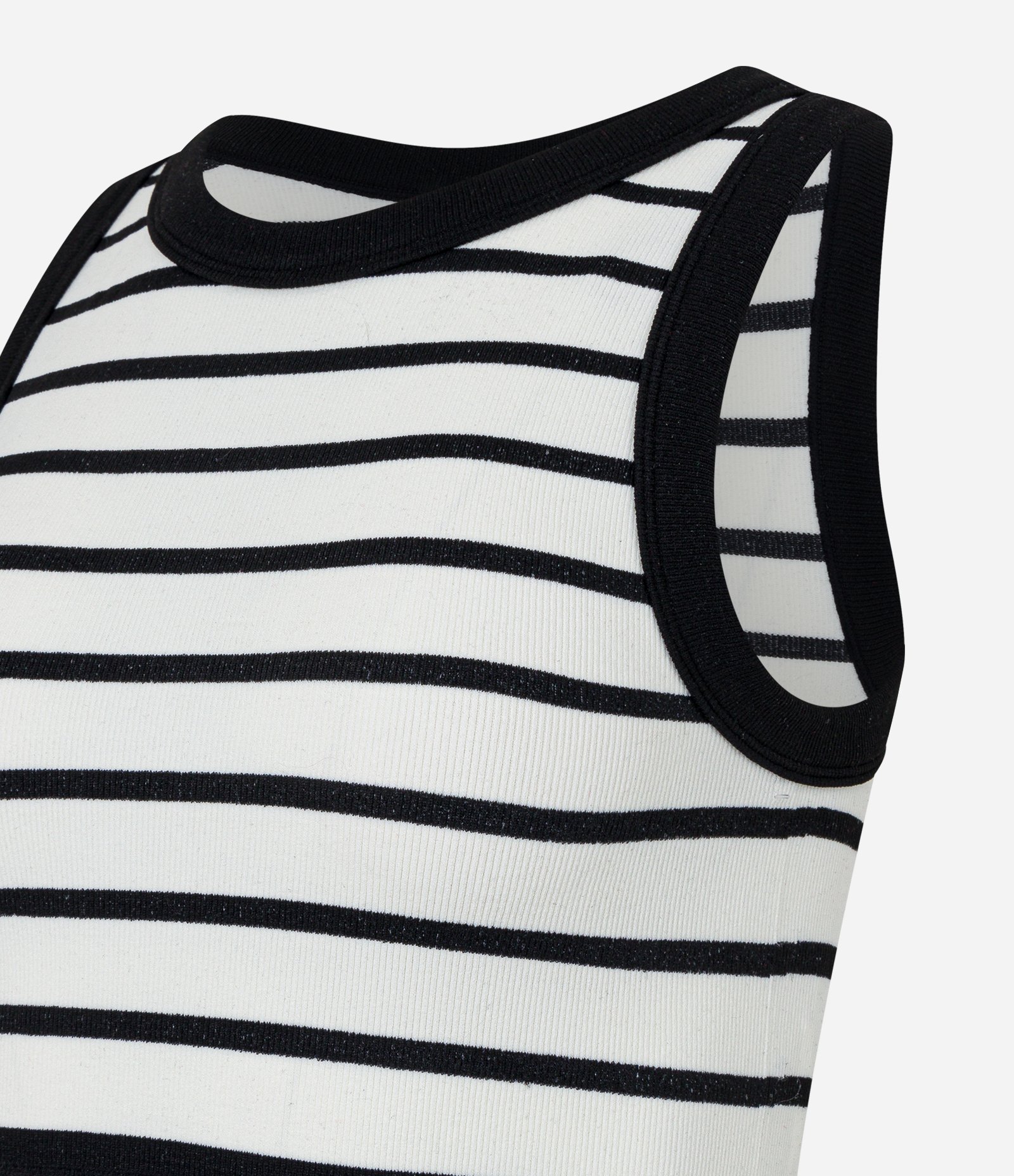 Blusa Sem Manga Seamless Canelada com Listras Preto e Branco 4