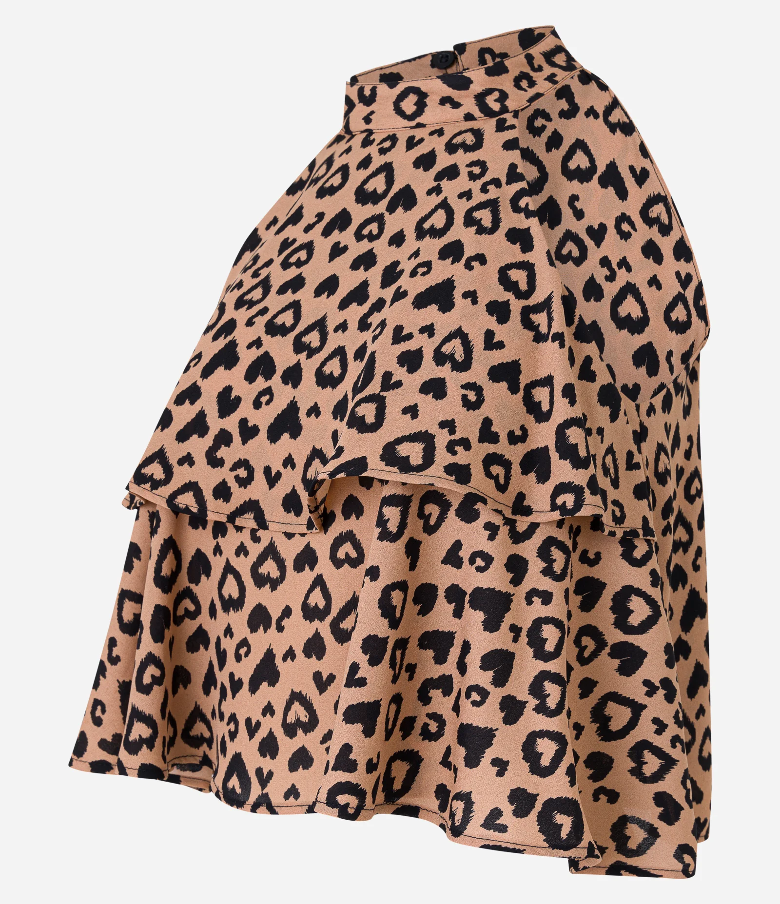 Blusa em Crepe com Sobreposição e Estampa de Onça Marrom 6