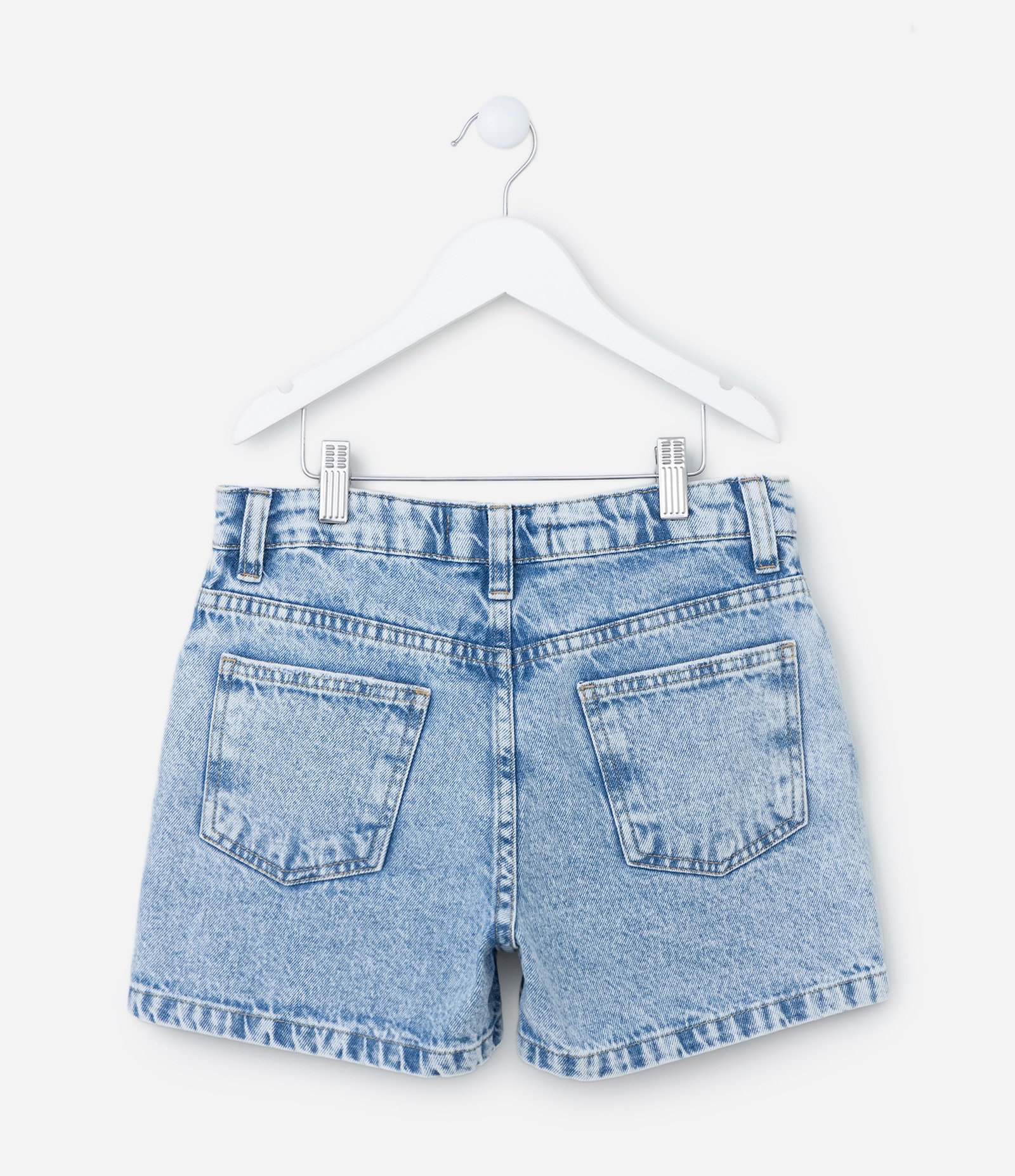 Short Infantil em Jeans com Brilhos Aplicados - Tam 5 a 14 Anos Azul 2