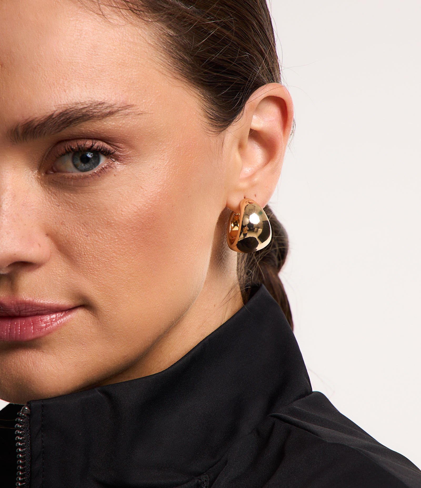 Kit 03 Argolas Médias com Efeito Bold Dourado/Azul Marinho 3