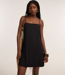 Vestido Curto em Viscose com Amarração nas Alças
