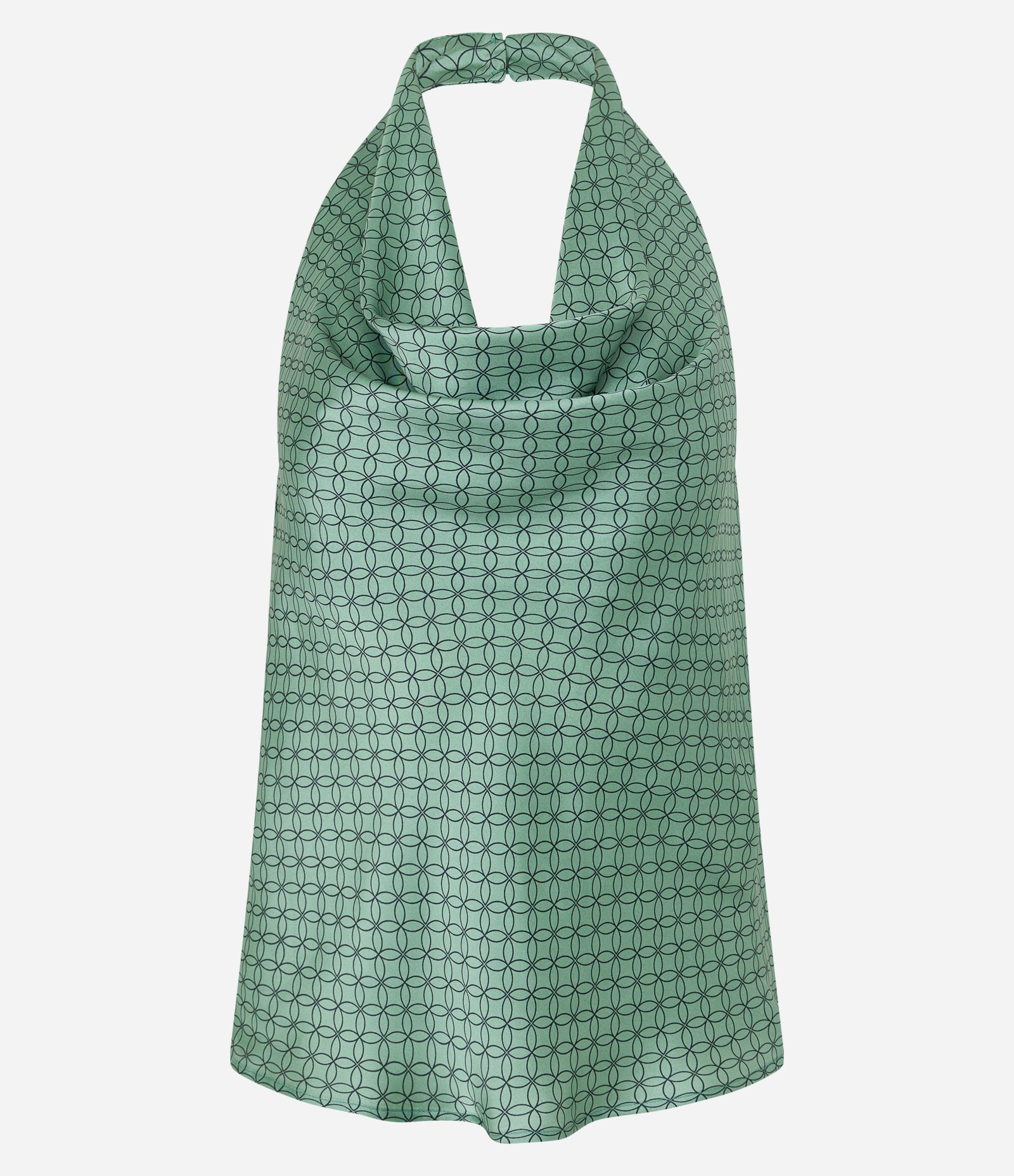 Blusa sem Manga Acetinada com Estampa Geométrica Verde 7