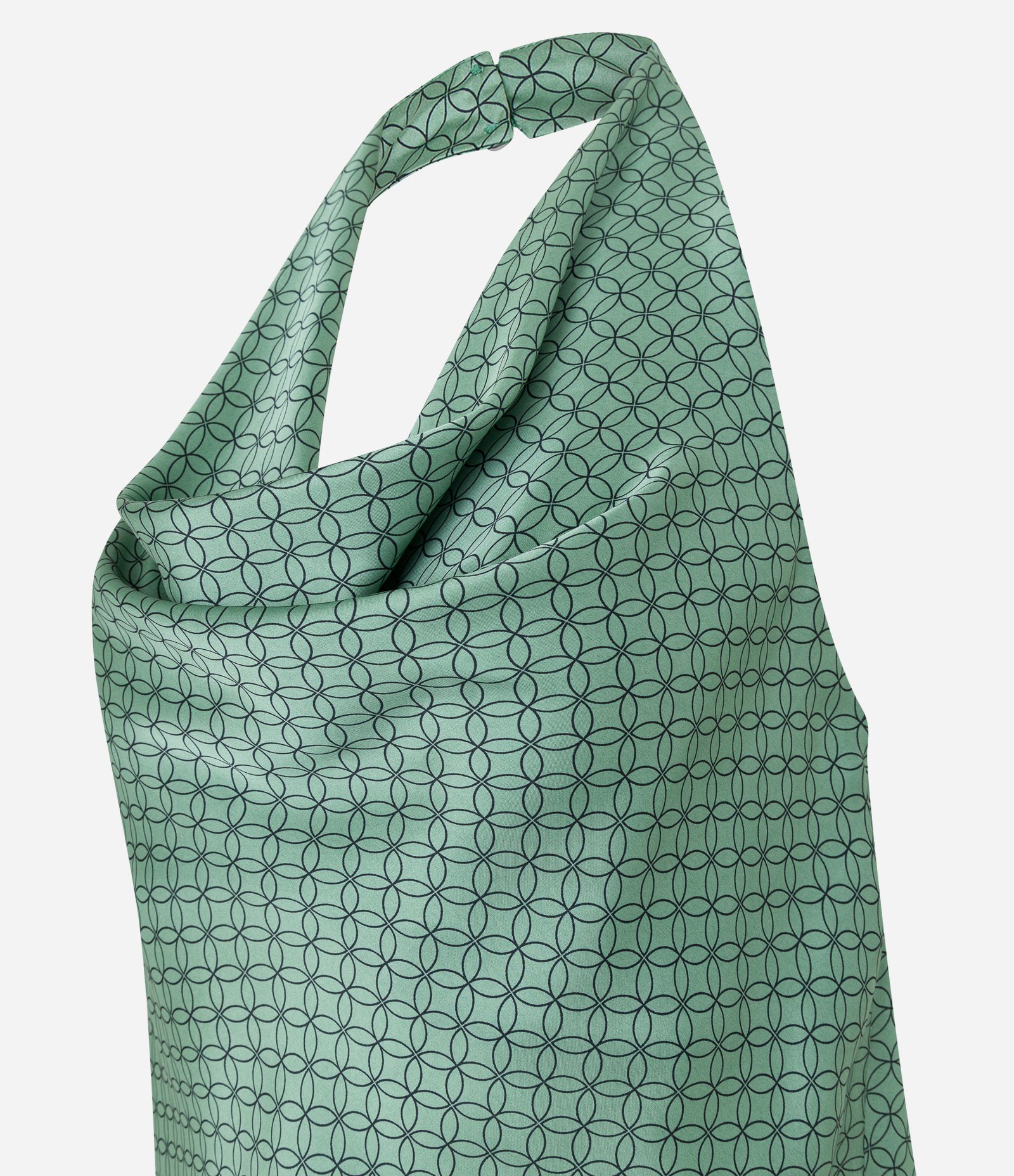 Blusa sem Manga Acetinada com Estampa Geométrica Verde 8