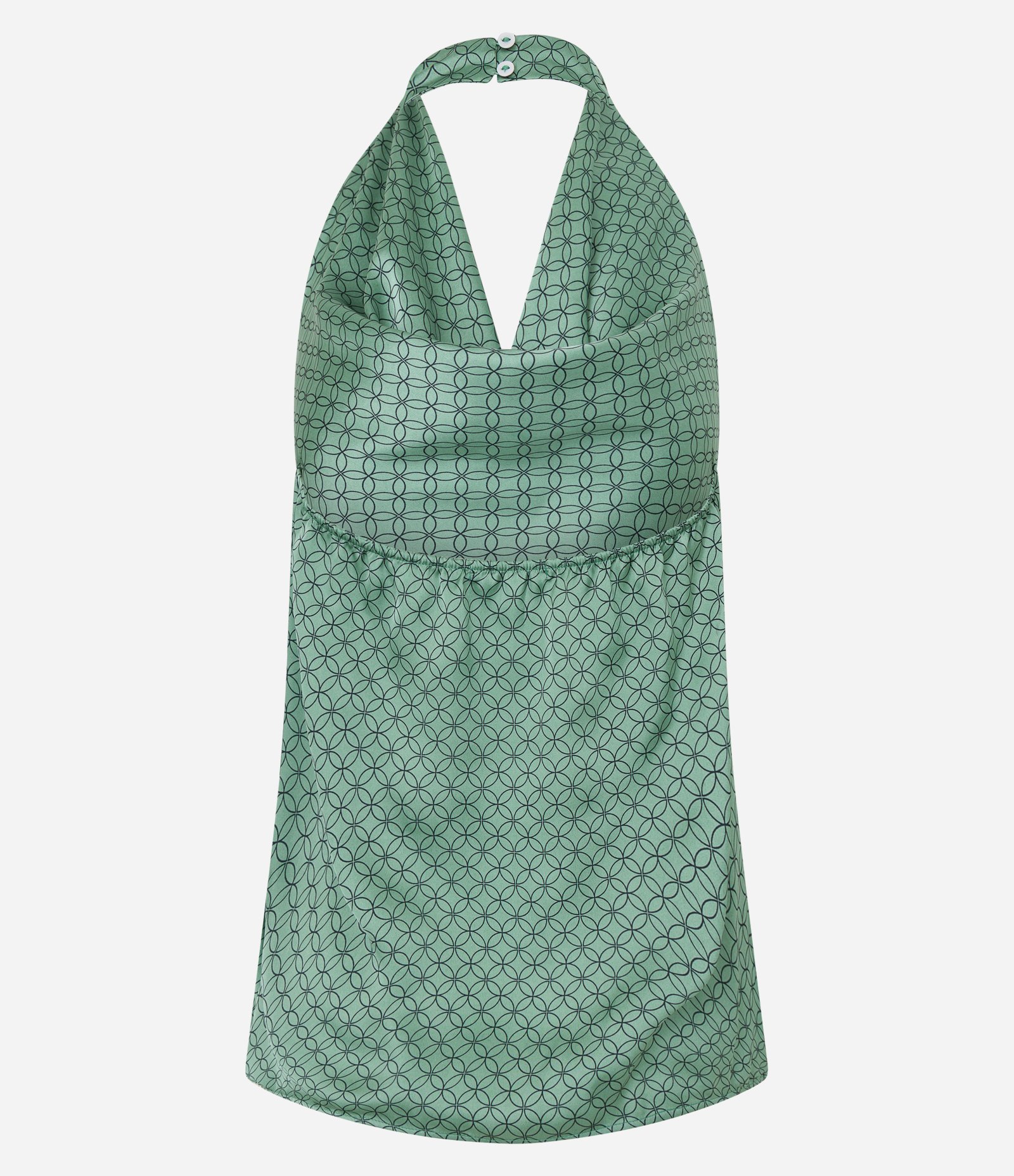 Blusa sem Manga Acetinada com Estampa Geométrica Verde 9