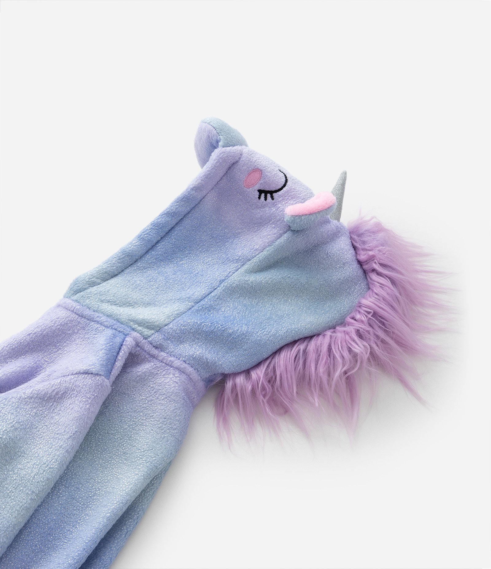 Pijama Jumper Infantil em Fleece com Bordado Unicórnio e Detalhe - Tam 2 a 14 anos Azul 8