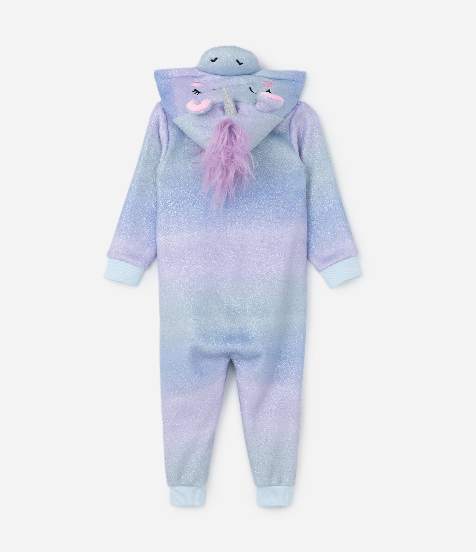 Pijama Jumper Infantil em Fleece com Bordado Unicórnio e Detalhe - Tam 2 a 14 anos Azul 3