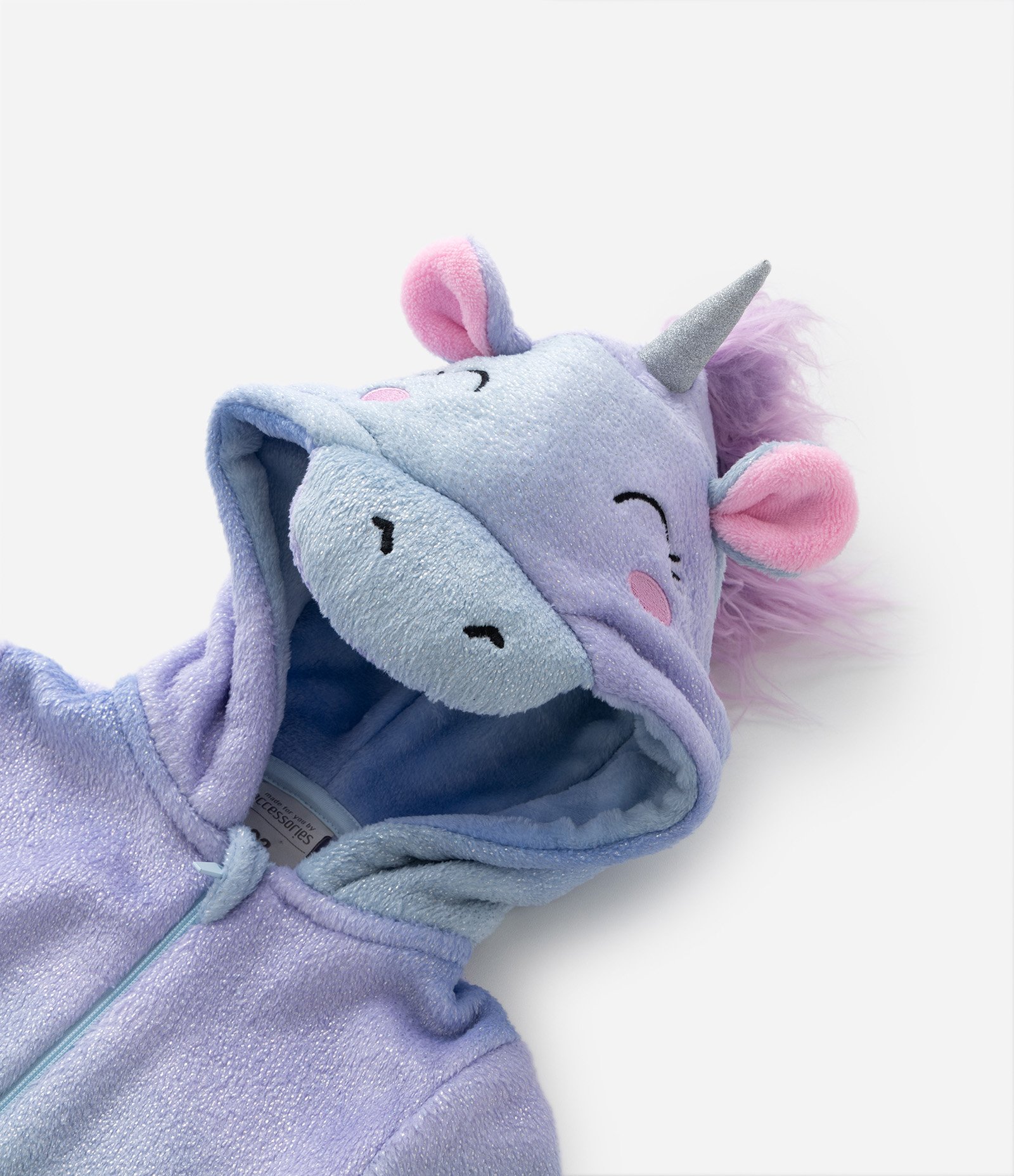 Pijama Jumper Infantil em Fleece com Bordado Unicórnio e Detalhe - Tam 2 a 14 anos Azul 6