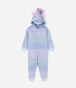 Pijama Jumper Infantil em Fleece com Bordado Unicórnio e Detalhe - Tam 2 a 14 anos