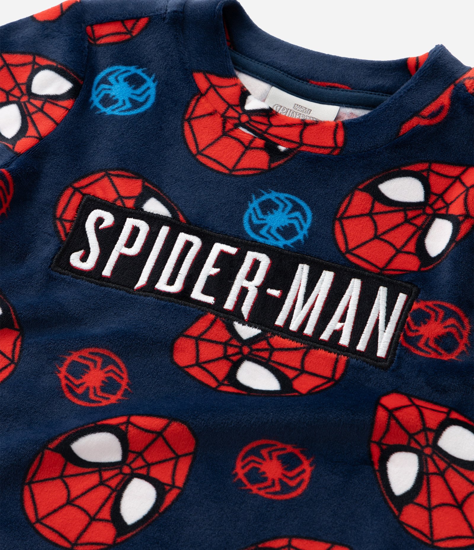 Pijama Longo Infantil em Plush Estampado de Homem Aranha - Tam 2 a 10 anos Azul/Vermelho 8