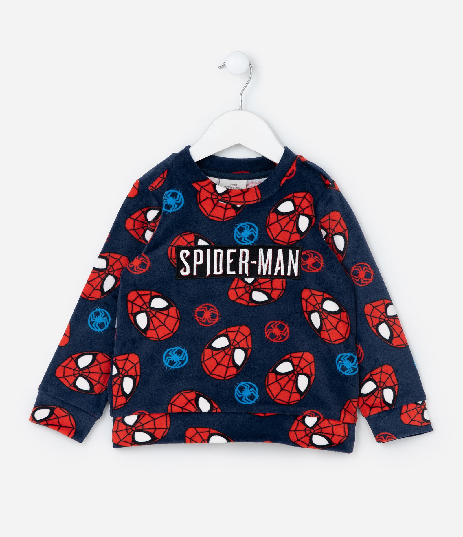 Pijama Longo Infantil em Plush Estampado de Homem Aranha - Tam 2 a 10 anos Azul/Vermelho 2