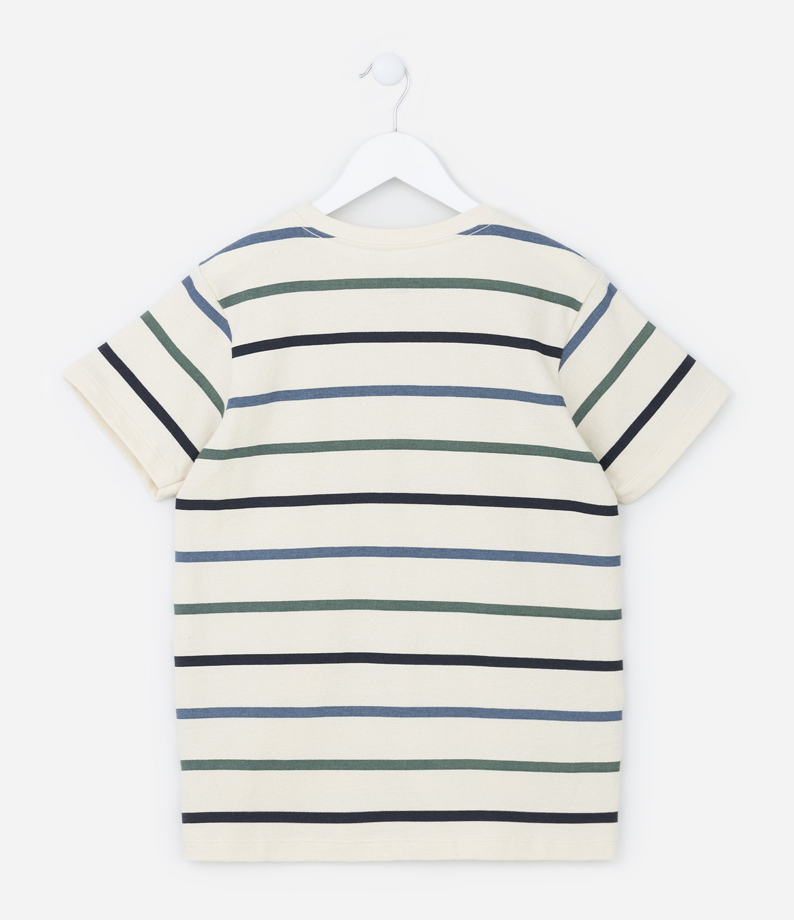 Camiseta Comfort Infantil Texturizada em Algodão com Listras - Tam 5 a 14 anos Off White 2