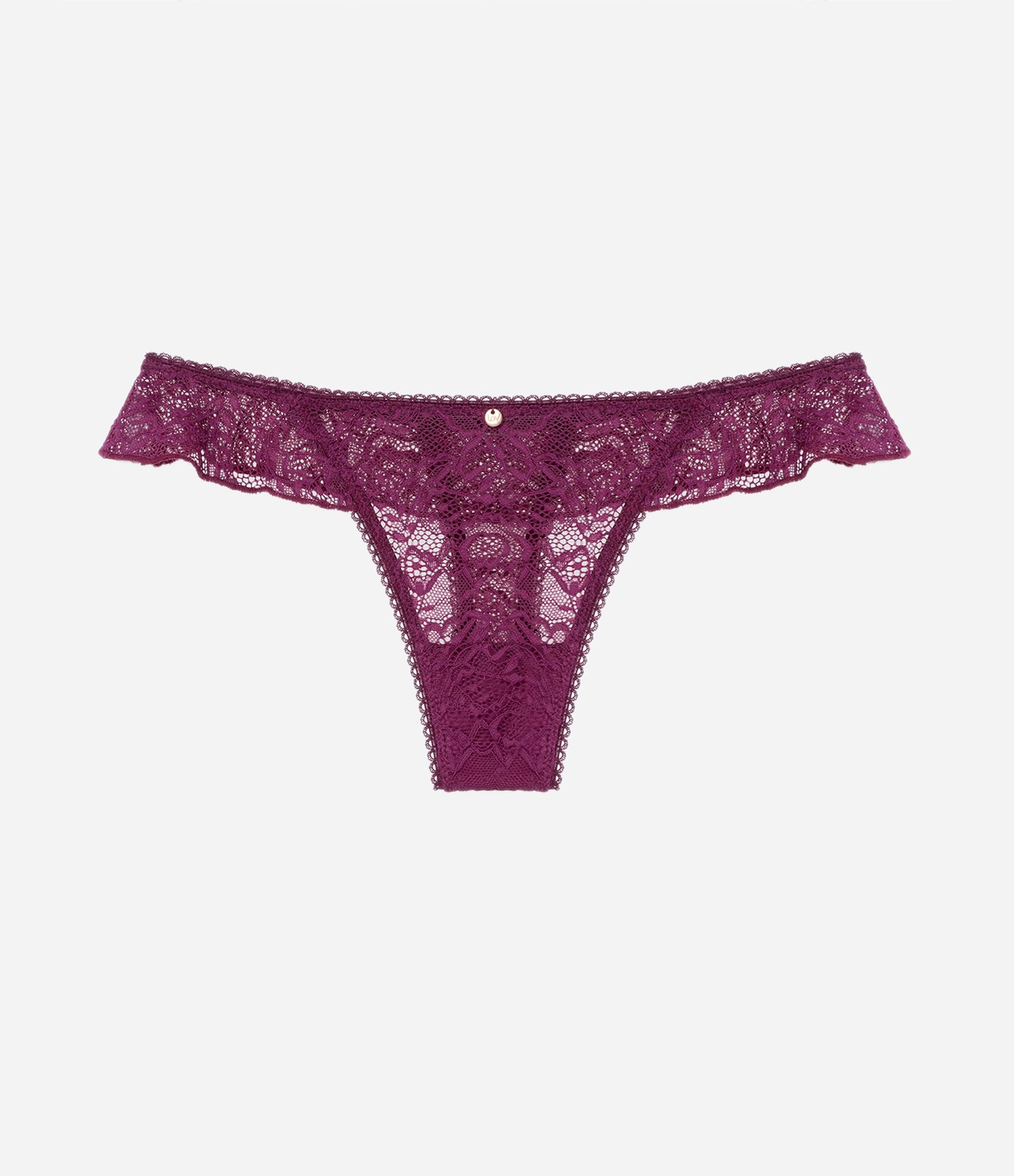 Calcinha String Fio em Renda com Babado nas Laterais Roxo 5