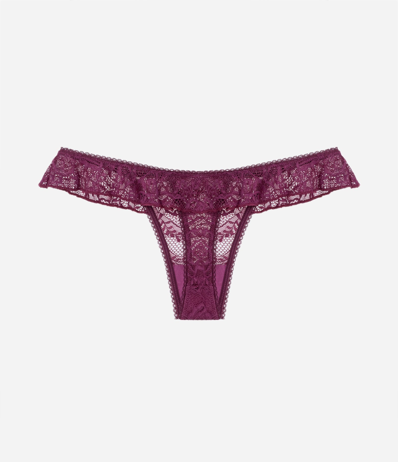 Calcinha String Fio em Renda com Babado nas Laterais Roxo 6