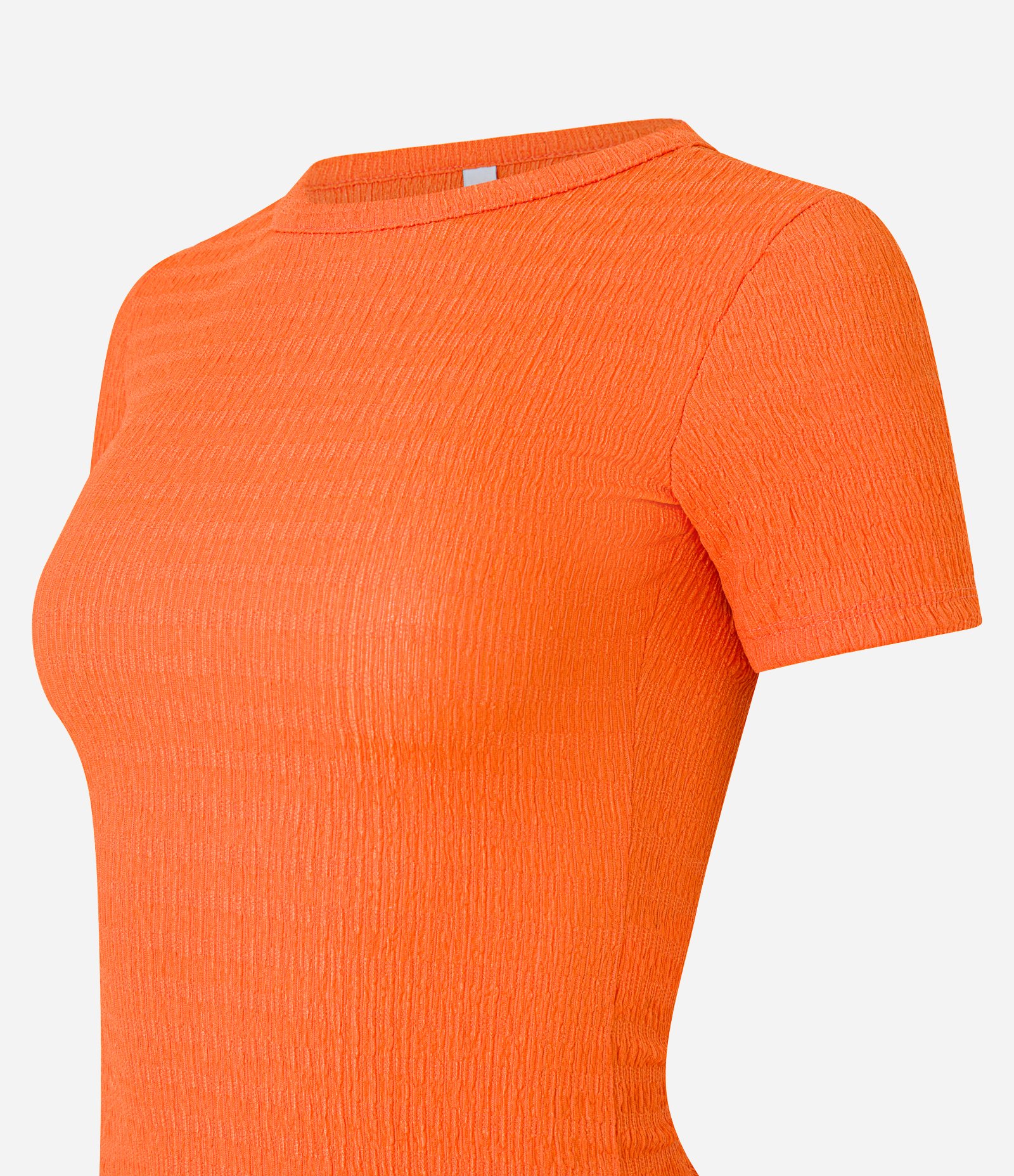 Blusa T-shirt Texturizado Overlock Laranja 6