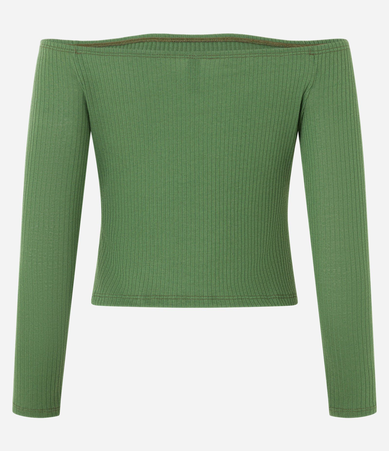 Blusa em Ribana com Decote Ombro a Ombro Verde 5