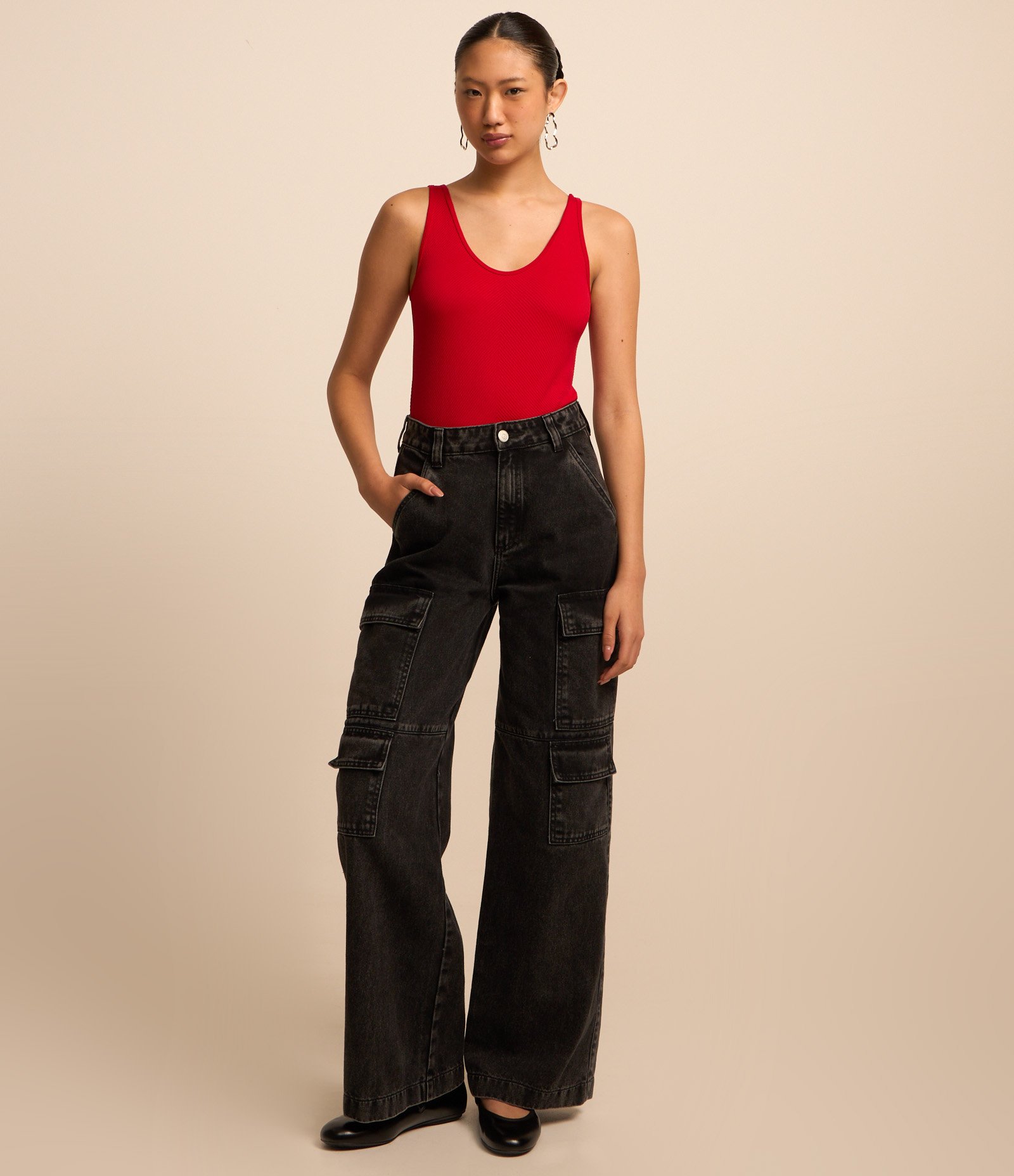 Body Regular Texturizado em Seamless com Alça Larga Vermelho 2