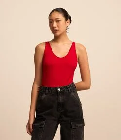 Body Regular Texturizado em Seamless com Alça Larga