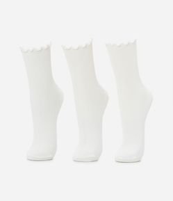 Kit 03 Meia Cano Alto com Picueta Seamless