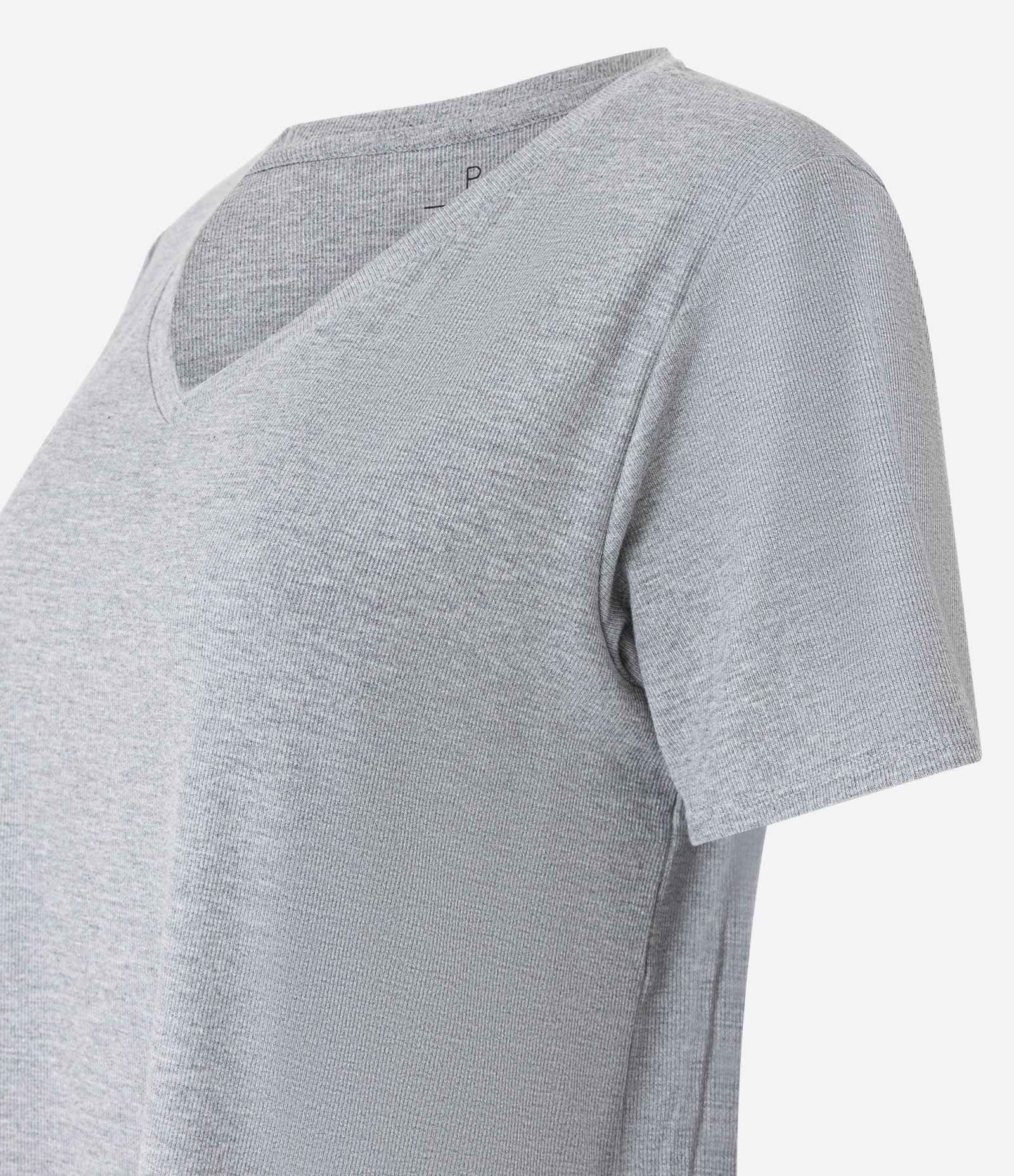 Camiseta Esportiva em Ribana com Gola V Cinza 6