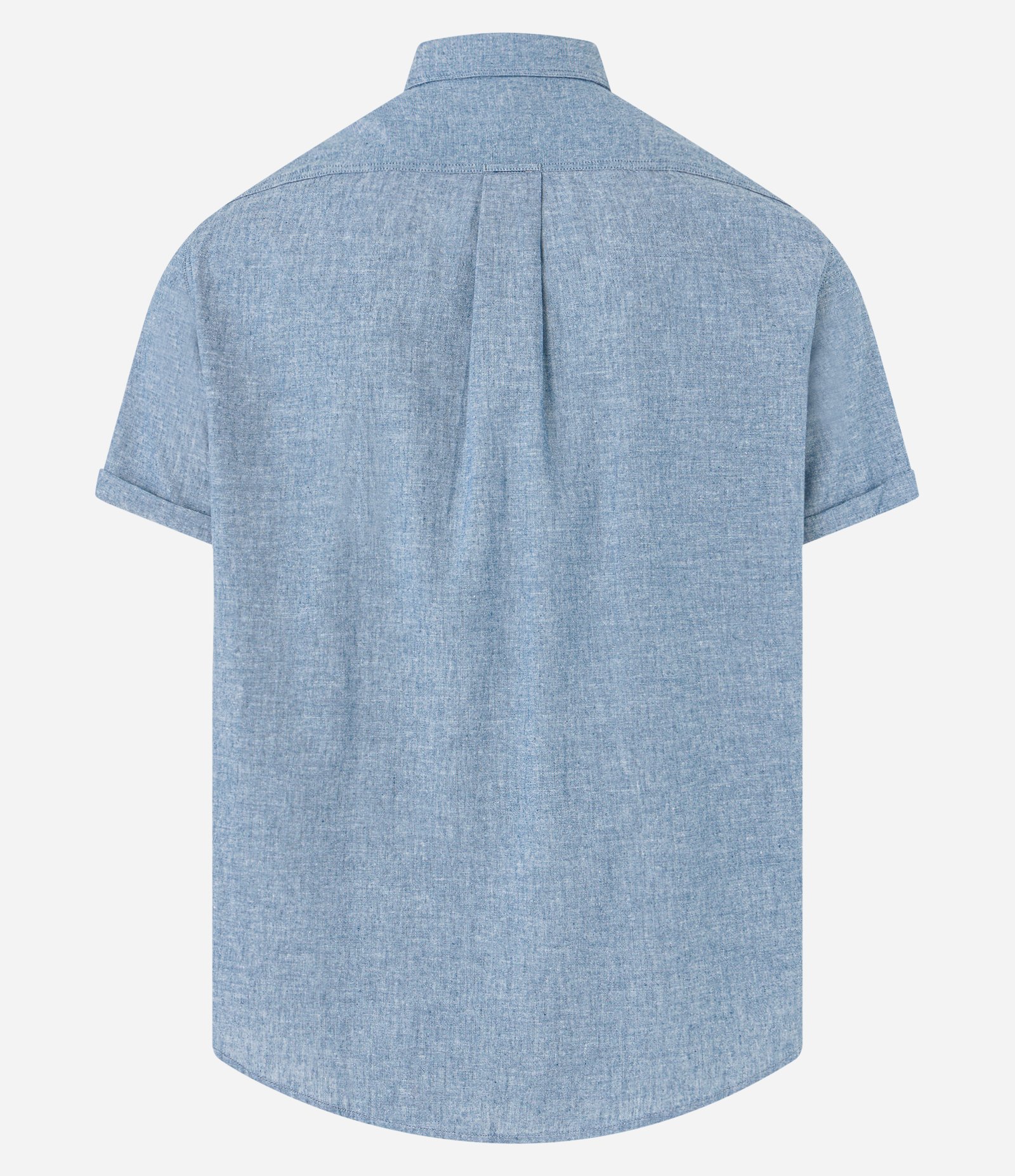 Camisa Comfort em Linho com Bolso e Dobra na Manga Azul 6