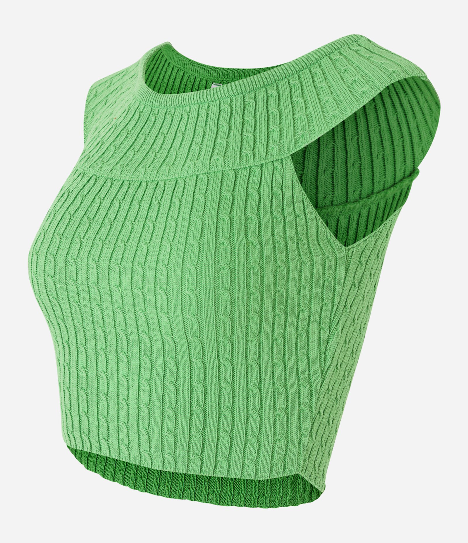 Blusa Cropped em Tricô Decote Ombro a Ombro e Ponto Diferenciado Verde 6