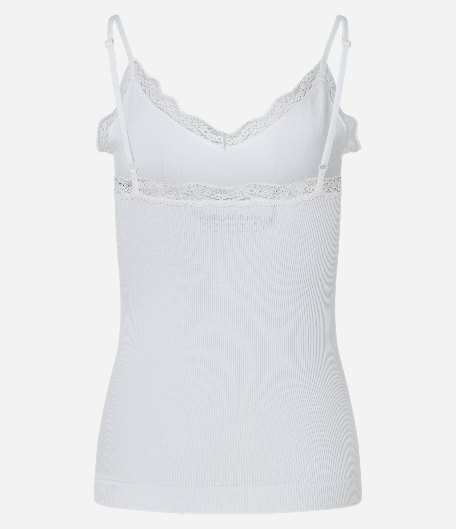 Blusa de Pijama sem Manga Seamless com Decote Rendado Branco 5