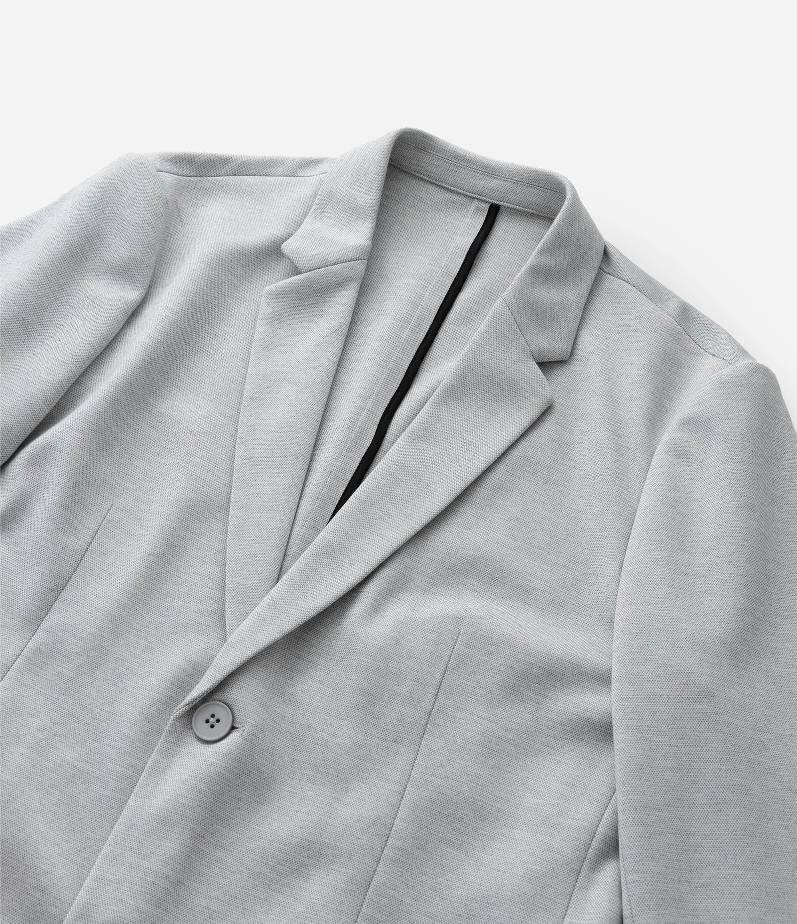 Blazer Super Slim de Malha sem Forro Cinza Claro 11