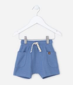 Bermuda Infantil Texturizada com Bolsos Laterais - Tam 0 a 18 meses