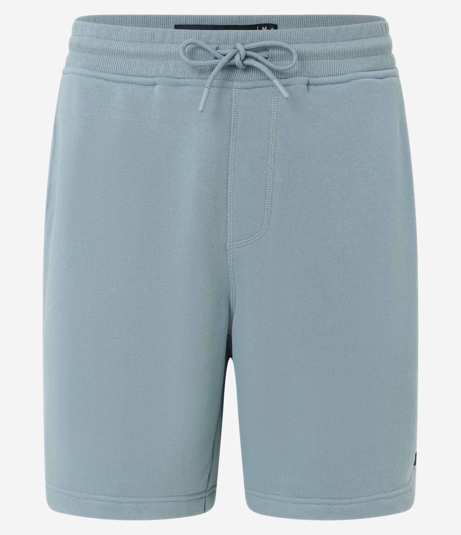 Bermuda Slim em Moletom com Cós Elástico e Etiqueta na Barra Cinza Azulado 5