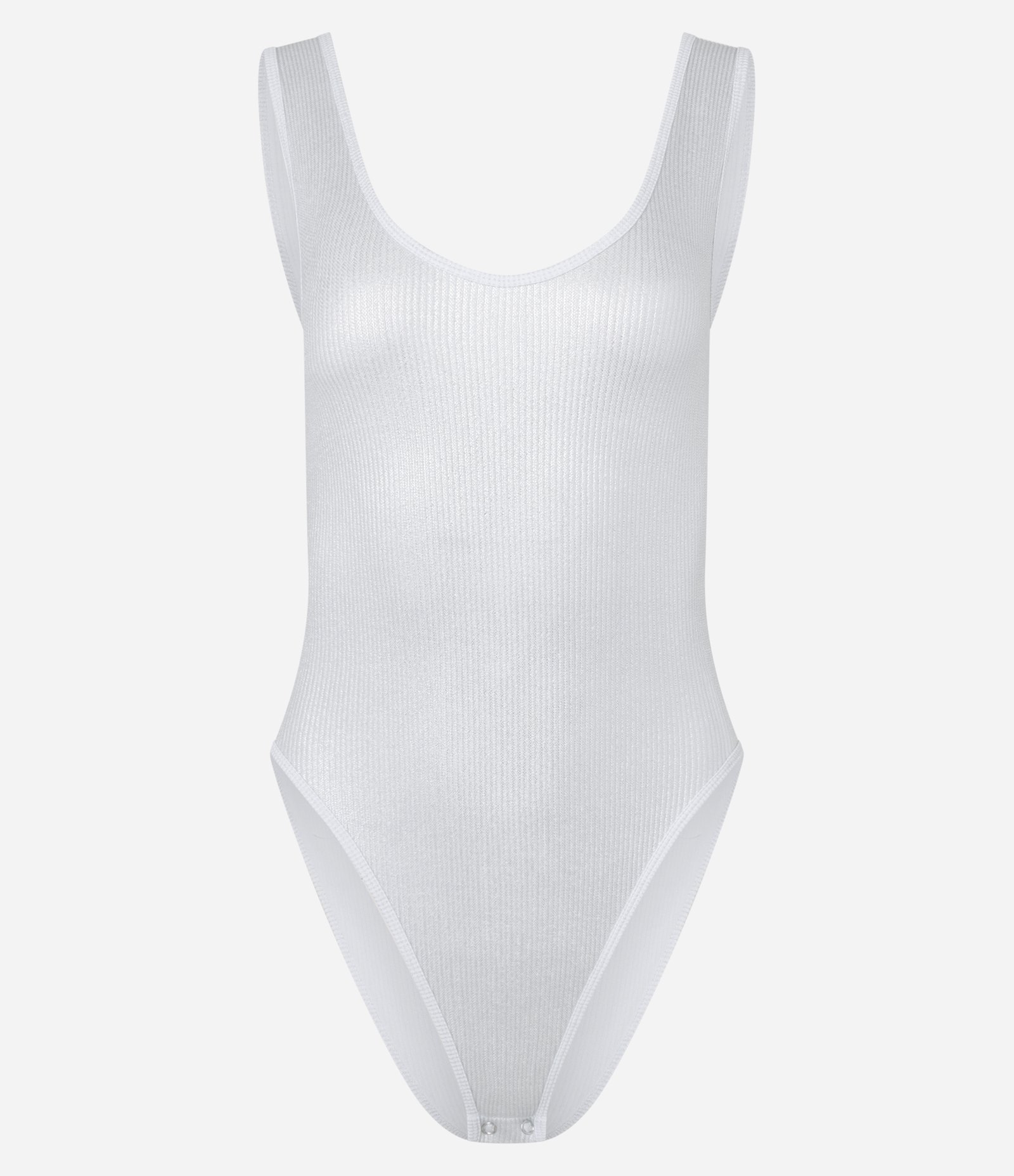 Body em Poliamida Seamless Metalizado Branco 1