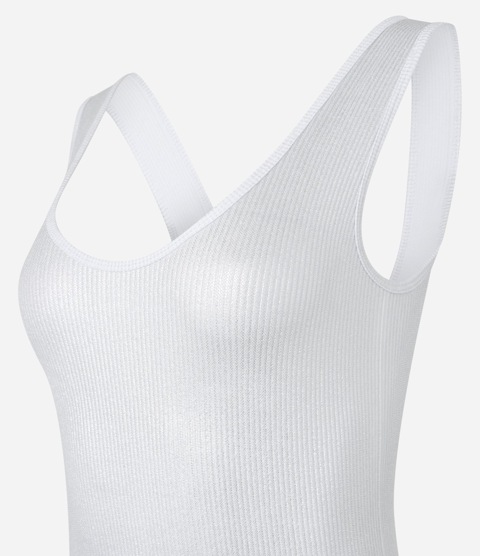 Body em Poliamida Seamless Metalizado Branco 2
