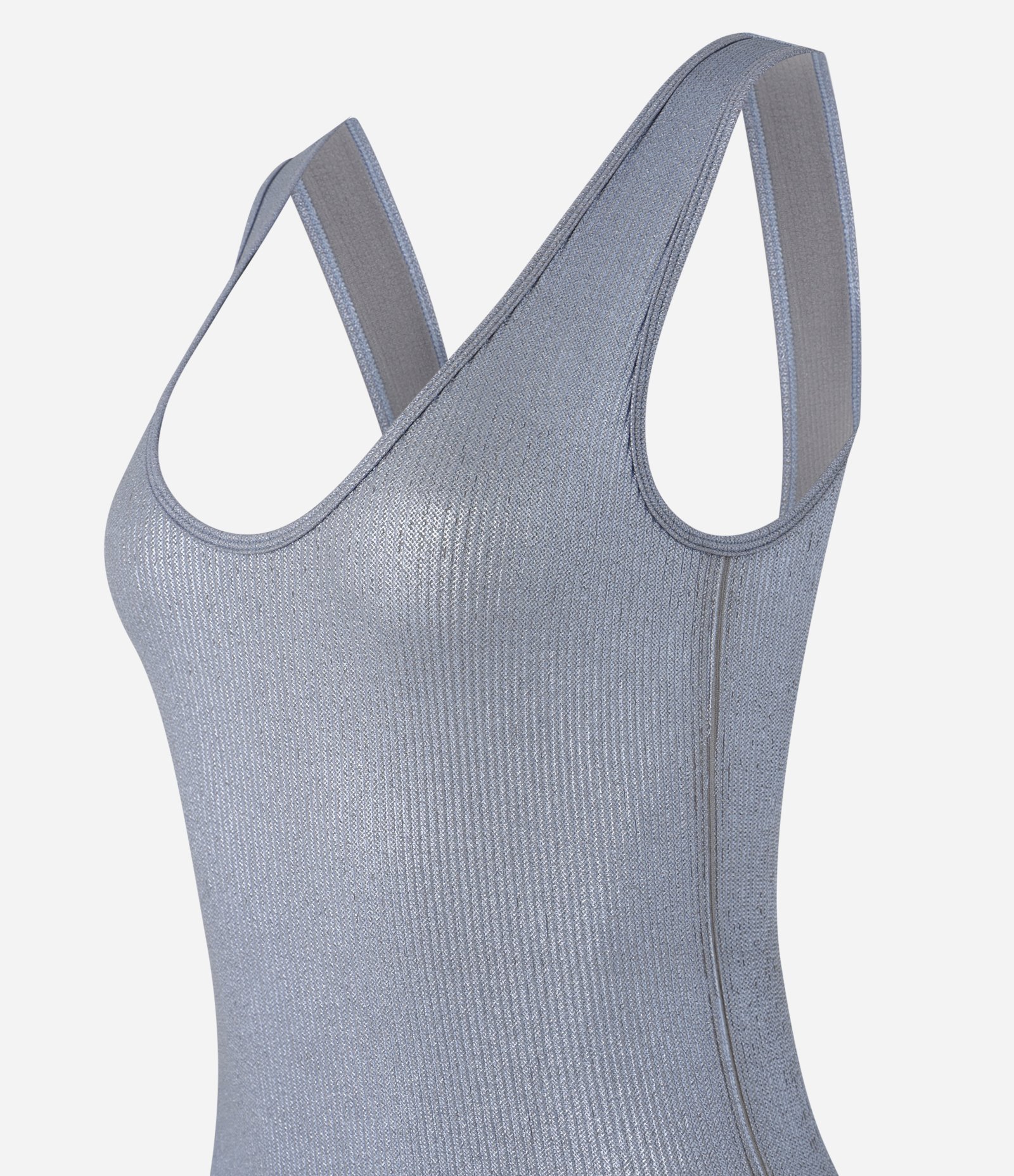 Body em Poliamida Seamless Metalizado Azul 2