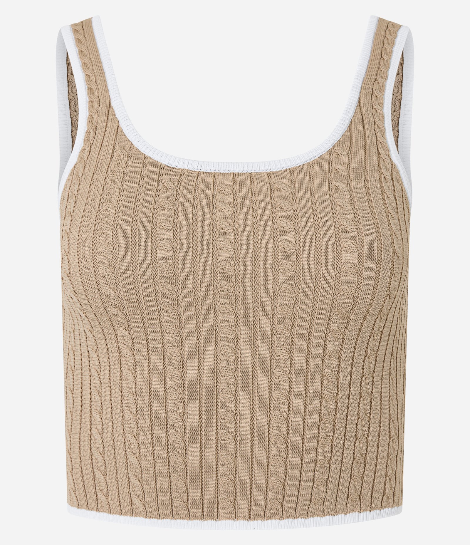 Blusa Cropped Texturizada com Acabamento Contrastante Bege 3