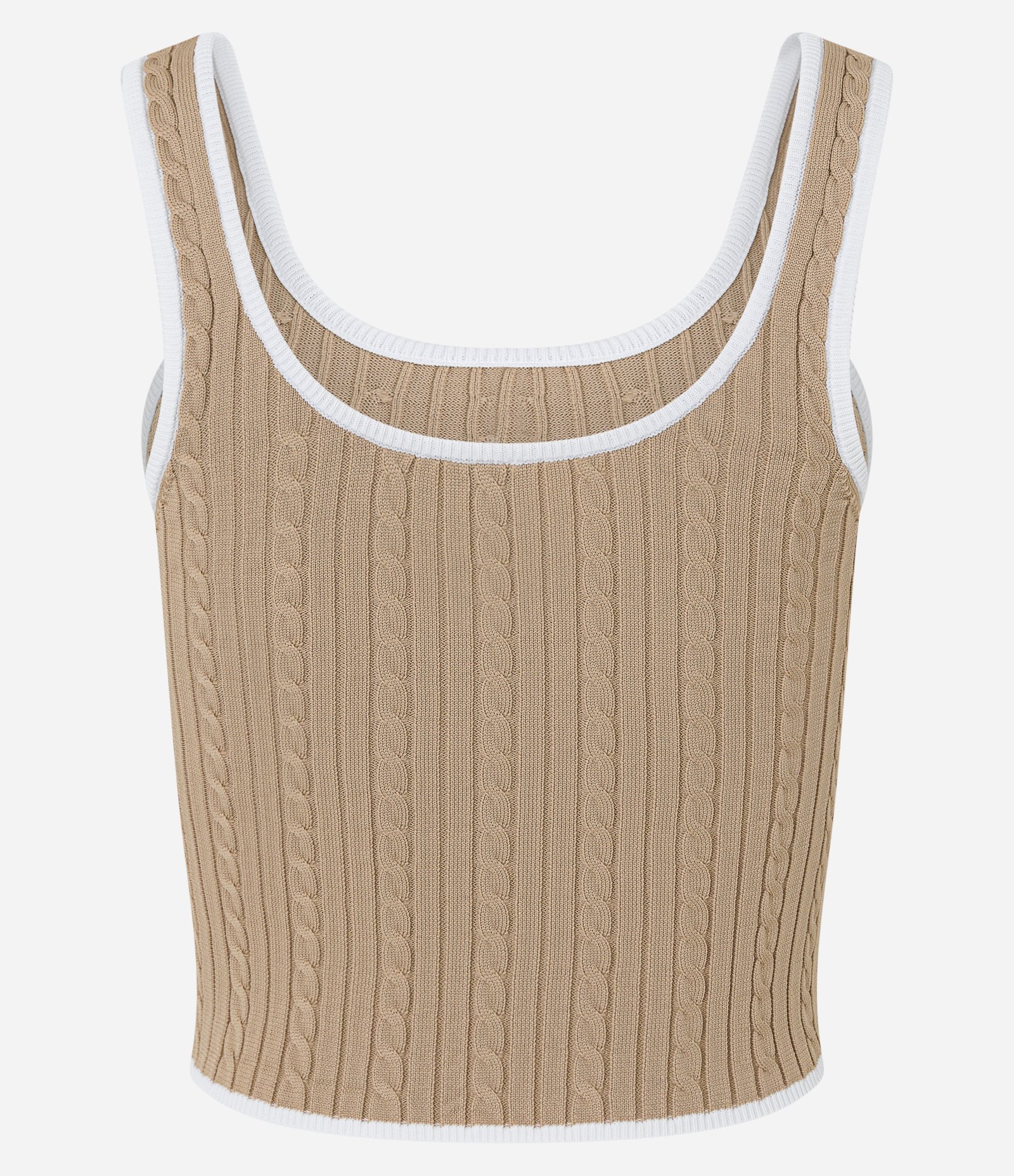 Blusa Cropped Texturizada com Acabamento Contrastante Bege 5