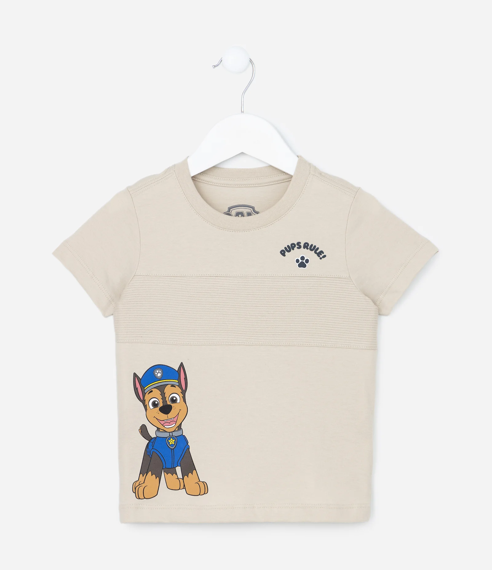 Camiseta Infantil com Recorte Canelado e Estampa da Patrulha Canina - Tam 2 a 5 anos Bege 1
