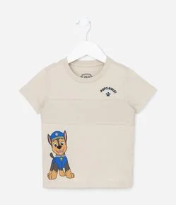 Camiseta Infantil com Recorte Canelado e Estampa da Patrulha Canina - Tam 2 a 5 anos