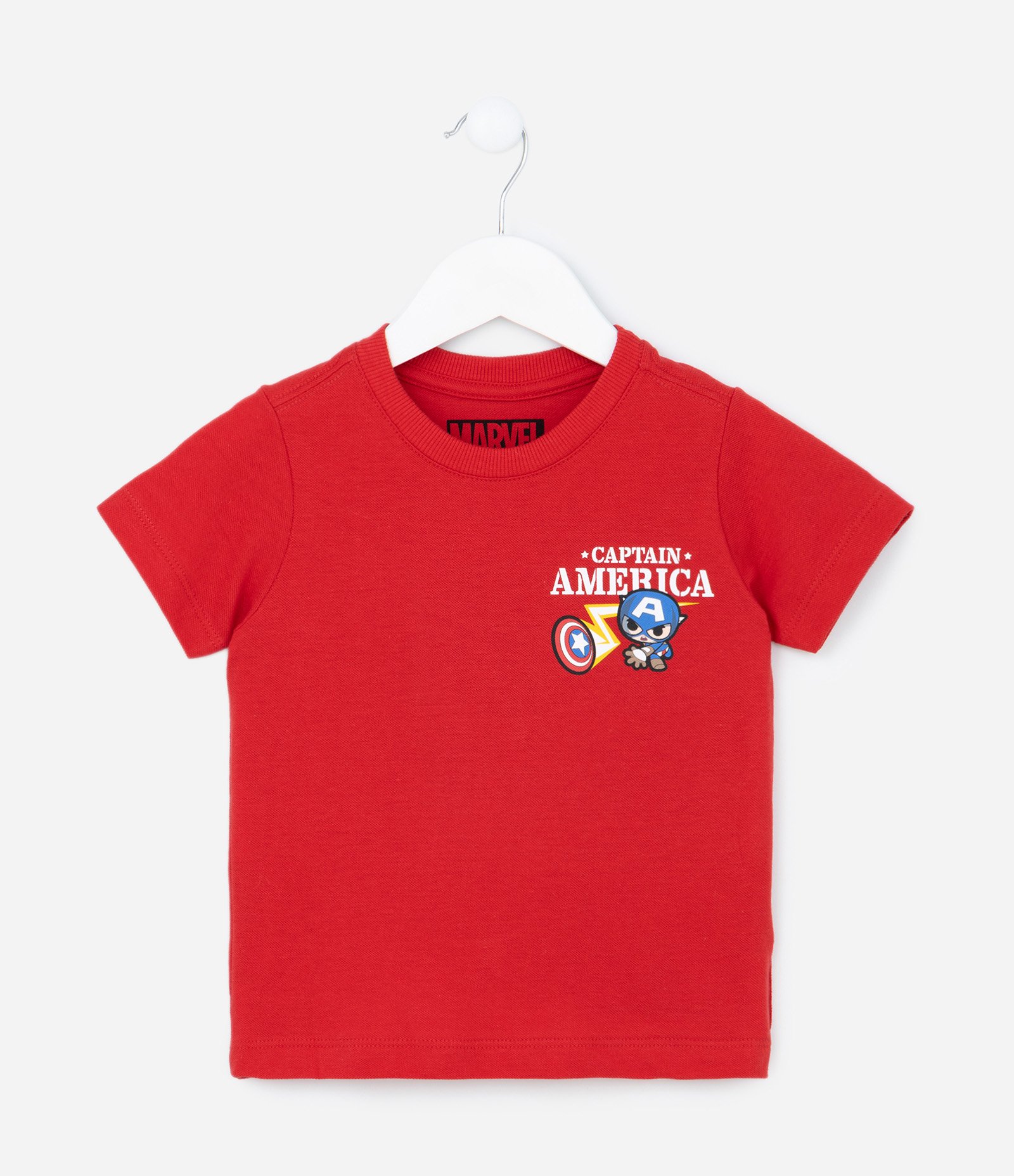 Camiseta Infantil com Estampa Frente e Costas do Capitão América Baby - Tam 2 a 5 anos Vermelho 1