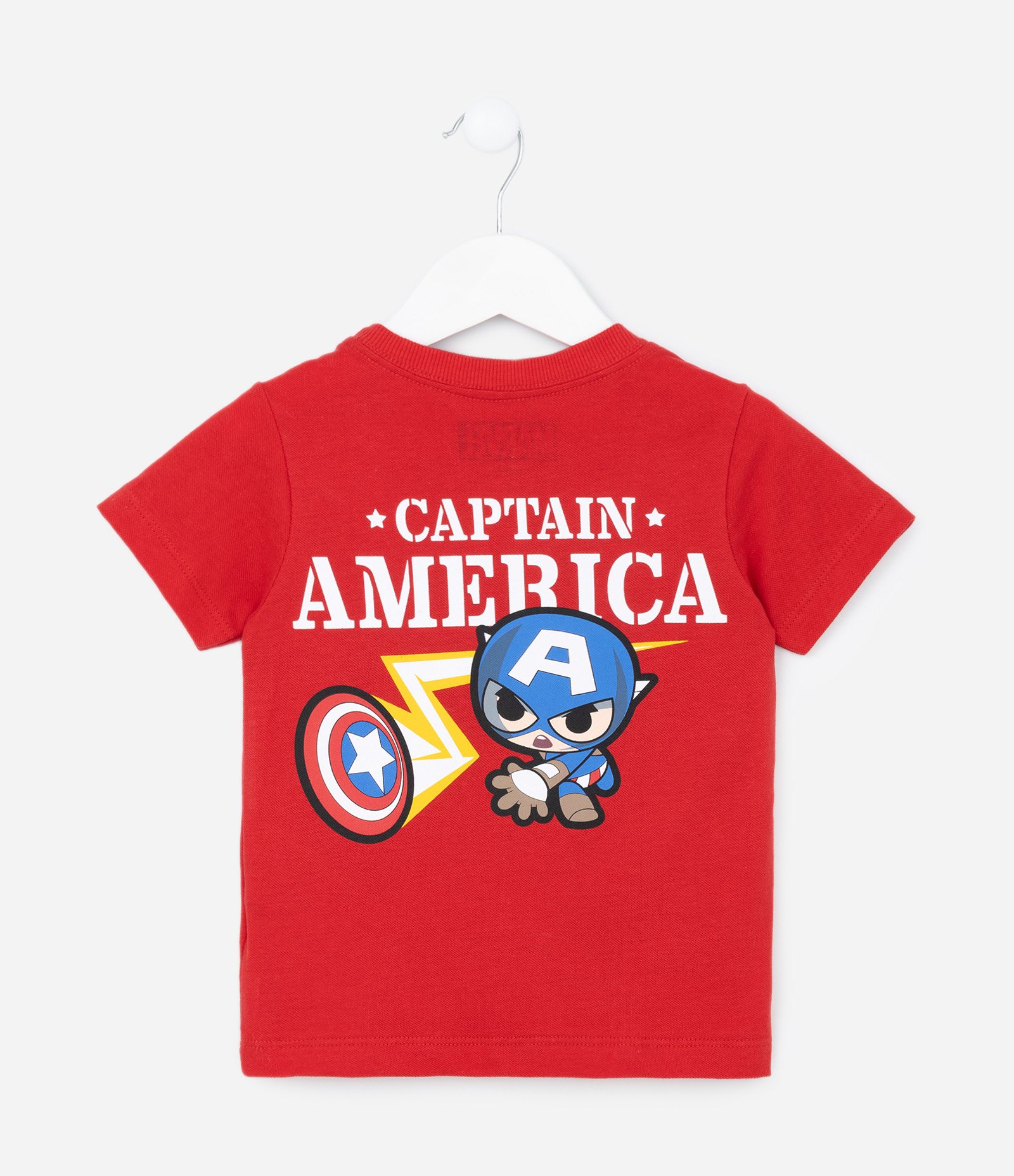 Camiseta Infantil com Estampa Frente e Costas do Capitão América Baby - Tam 2 a 5 anos Vermelho 2