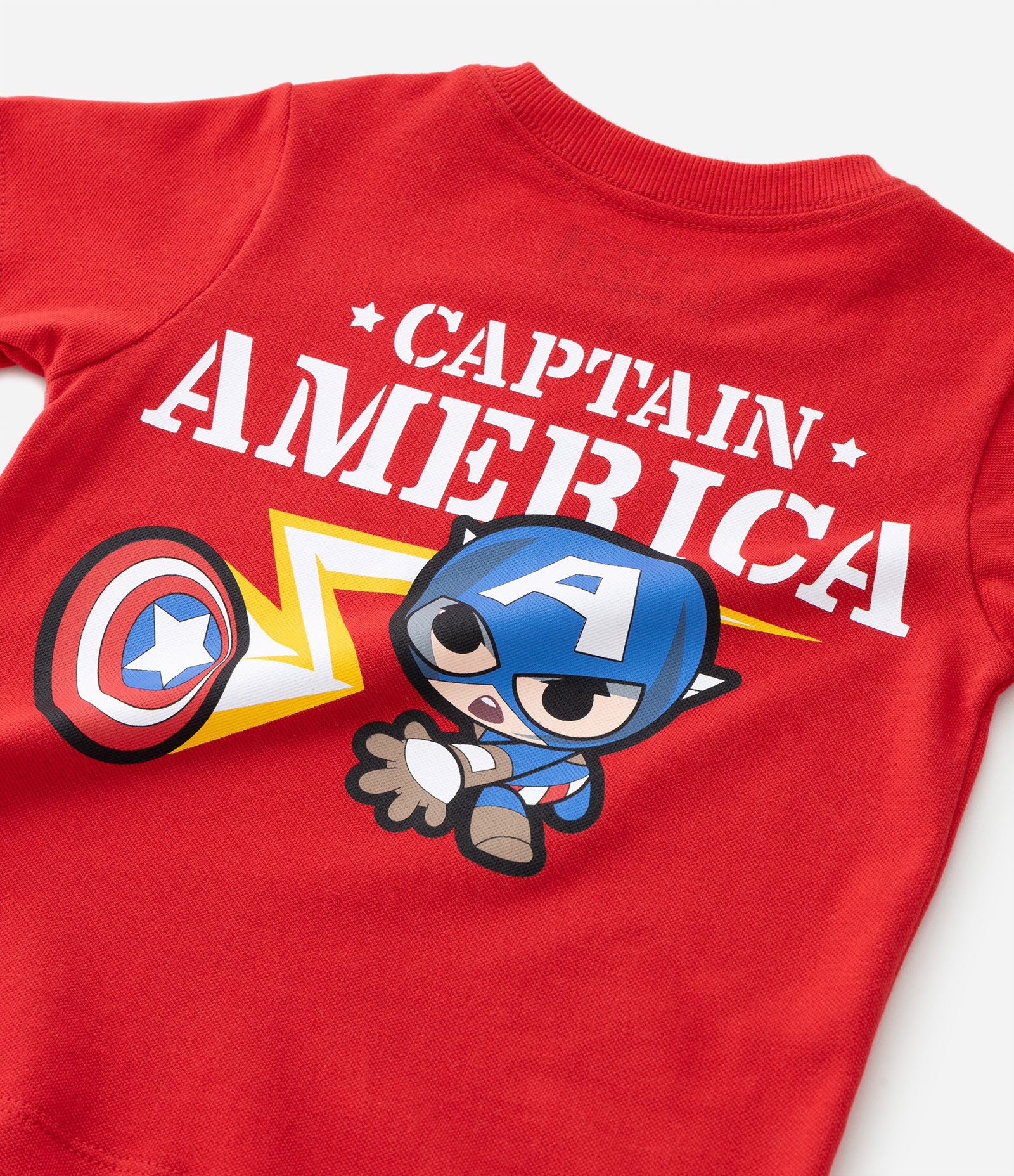 Camiseta Infantil com Estampa Frente e Costas do Capitão América Baby - Tam 2 a 5 anos Vermelho 4