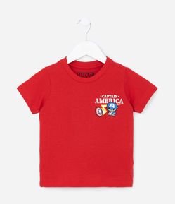 Camiseta Infantil com Estampa Frente e Costas do Capitão América Baby - Tam 2 a 5 anos