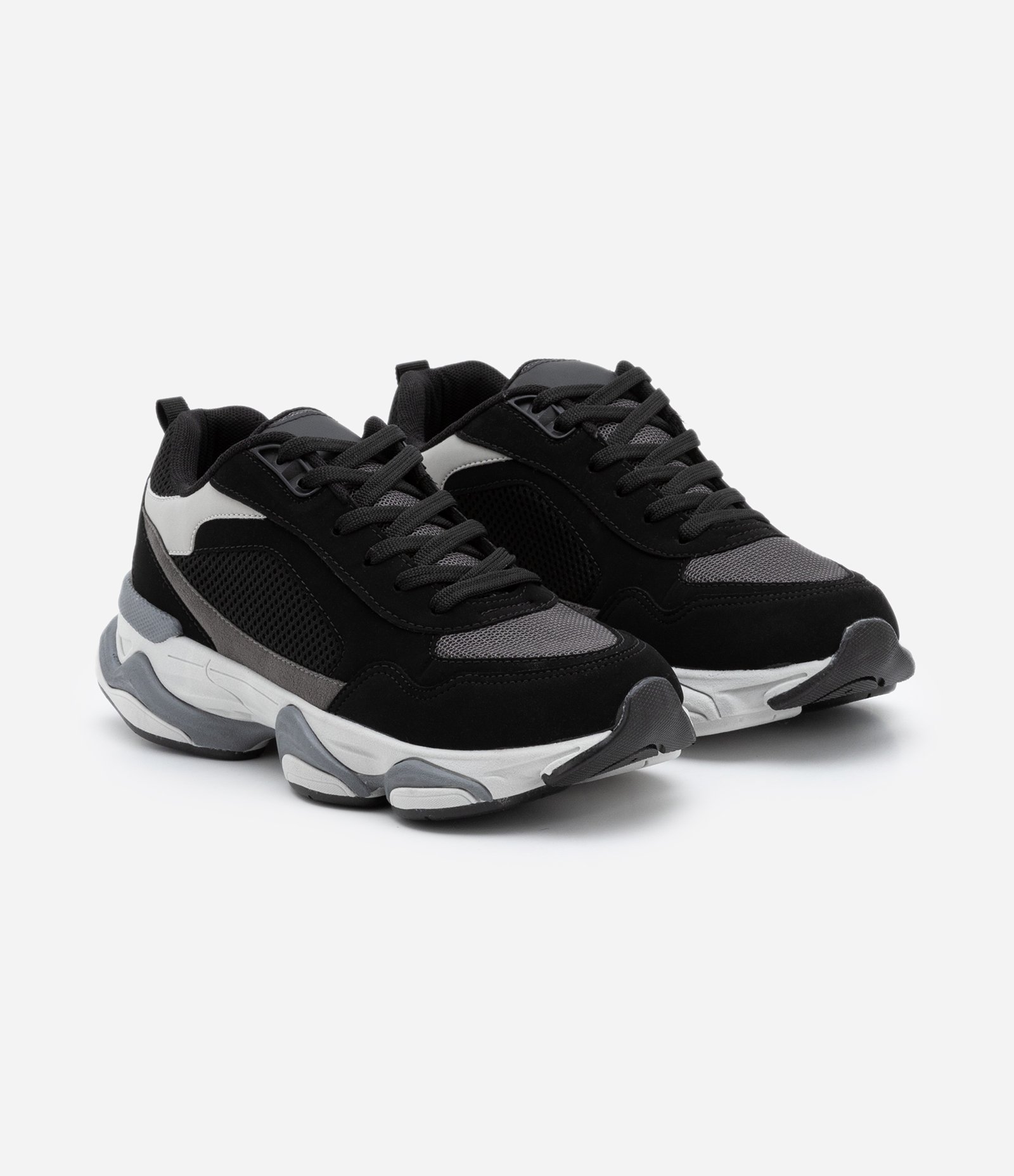 Tênis Dad Sneaker em PU com Recortes e Solado Alto 3