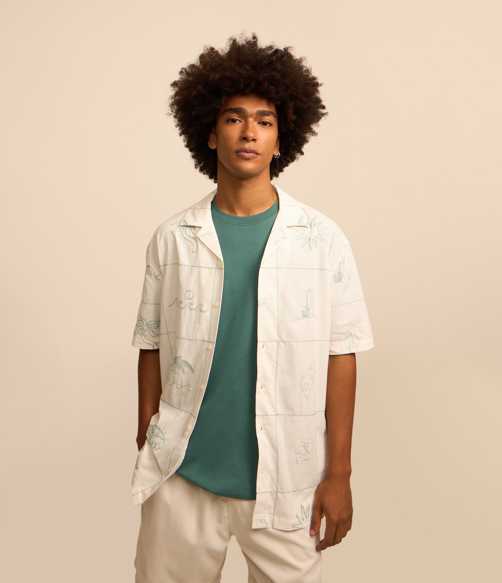 Camisa Relaxed em Tricoline com Bordado Branco 1